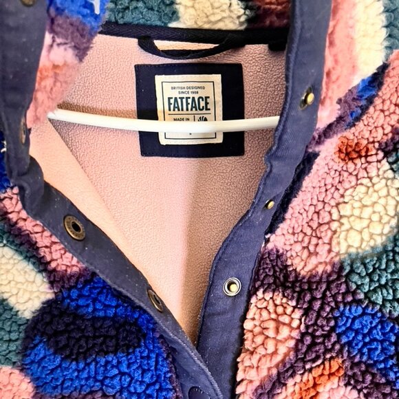 Fat Face Black Abstract Printed Fleece  1/4  Snap front Side Pockets Size Small - Picture 2 of 12